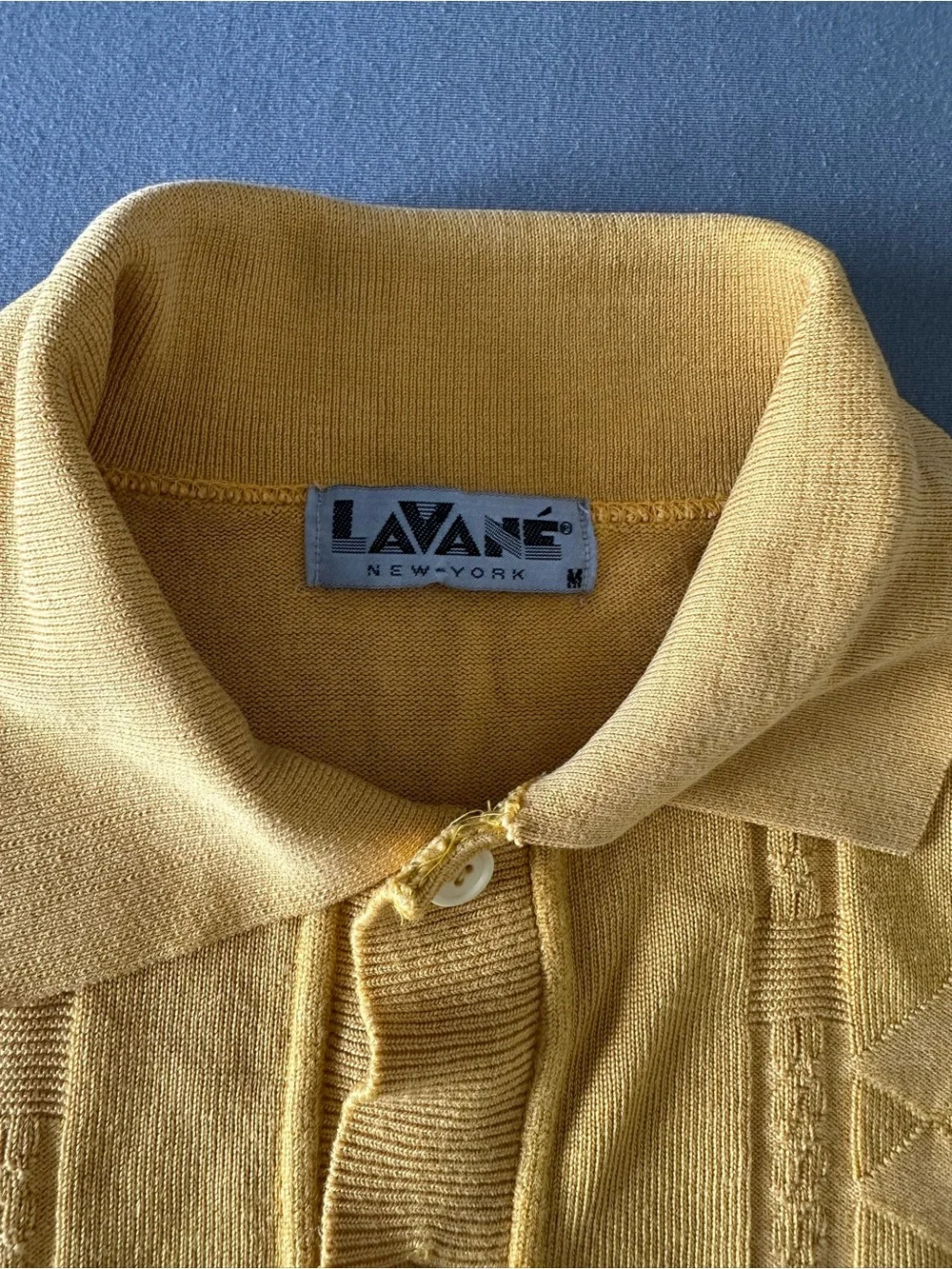 Vintage Lavané New York Golden Yellow Cardigan w/Geometric Pattern